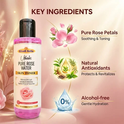 Khadi India Utkrisht Pure Rose Water Skin Toner for Face