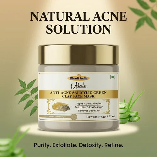 Khadi India Utkrisht Anti Acne Salicylic Green Clay Face Mask