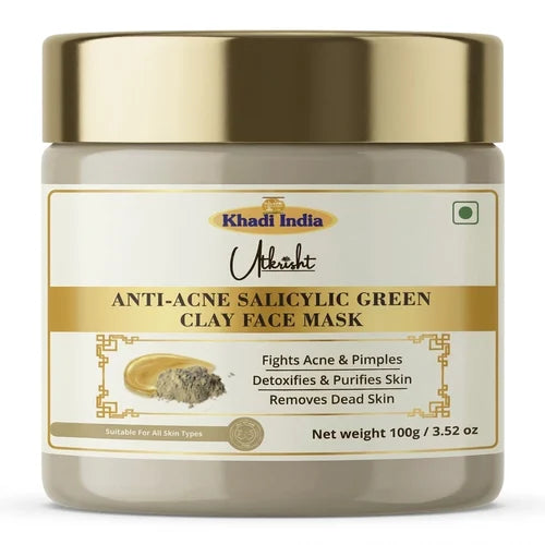 Khadi India Utkrisht Anti Acne Salicylic Green Clay Face Mask