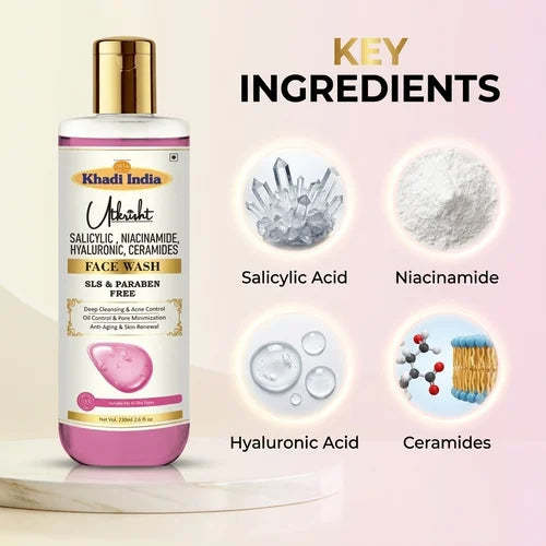 Khadi India Utkrisht Salicylic, Niacinamide, Hyaluronic, Ceramides Face Wash