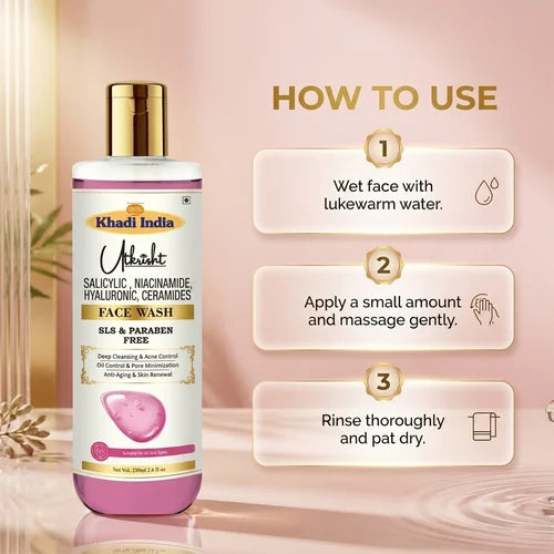 Khadi India Utkrisht Salicylic, Niacinamide, Hyaluronic, Ceramides Face Wash