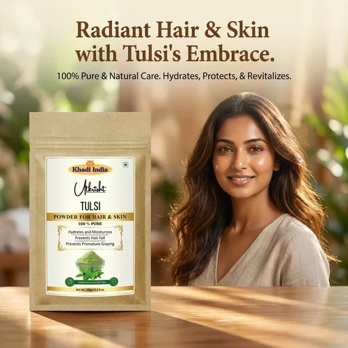 Khadi India Utkrisht Tulsi For Hair & Skin Powder